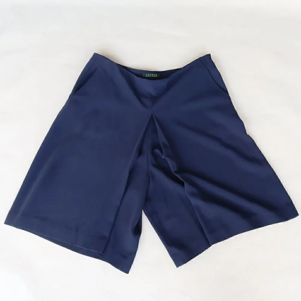 Ralph Lauren Crepe Pleat Front Culottes Pants